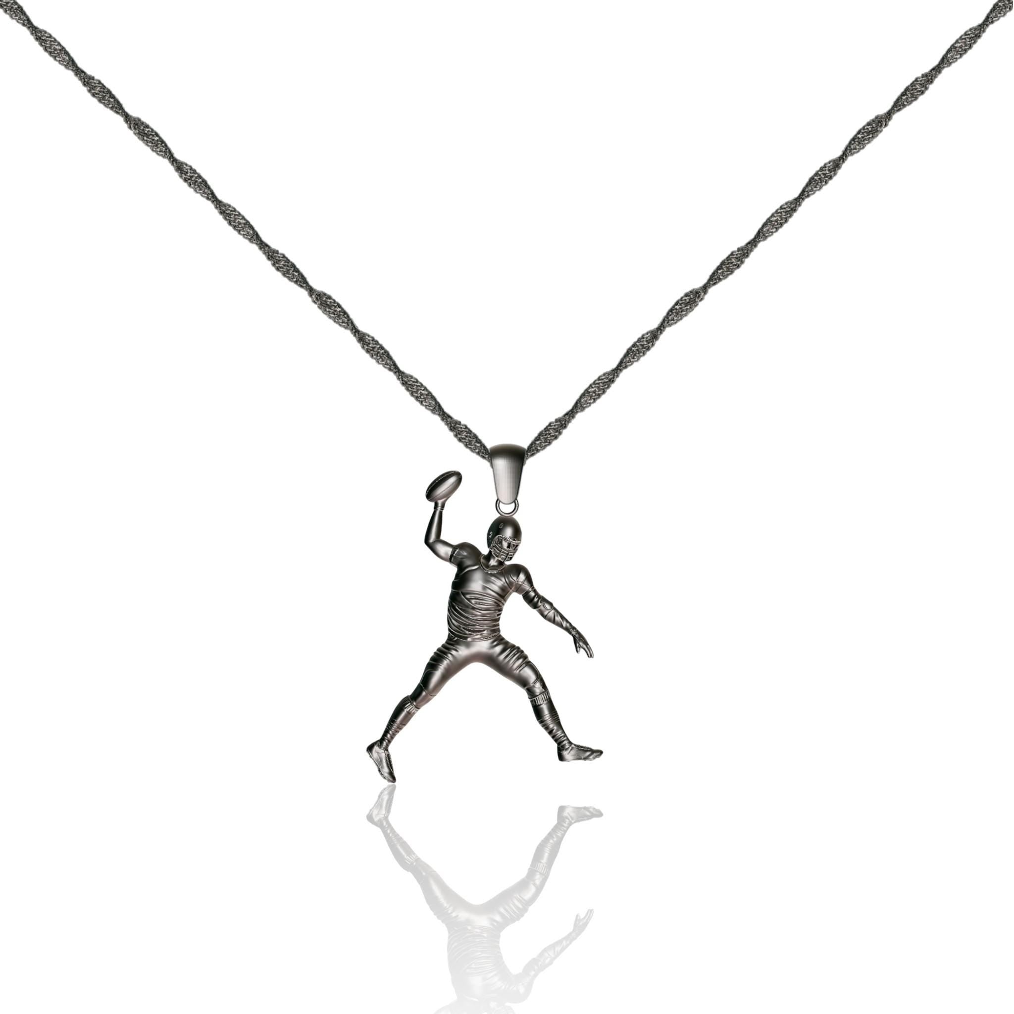 925 Silver American Football Player Pendant – Unique Sports Gift in Five Stunning Styles