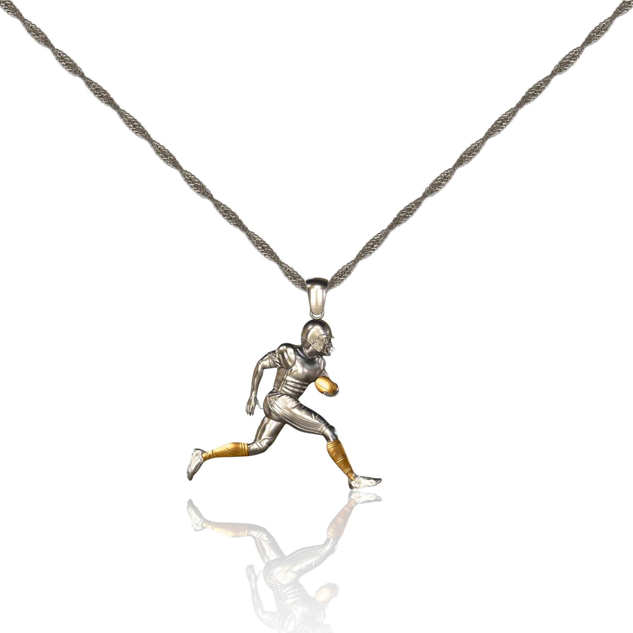 925 Silver American Football Player Pendant – Unique Sports Gift in Five Stunning Styles