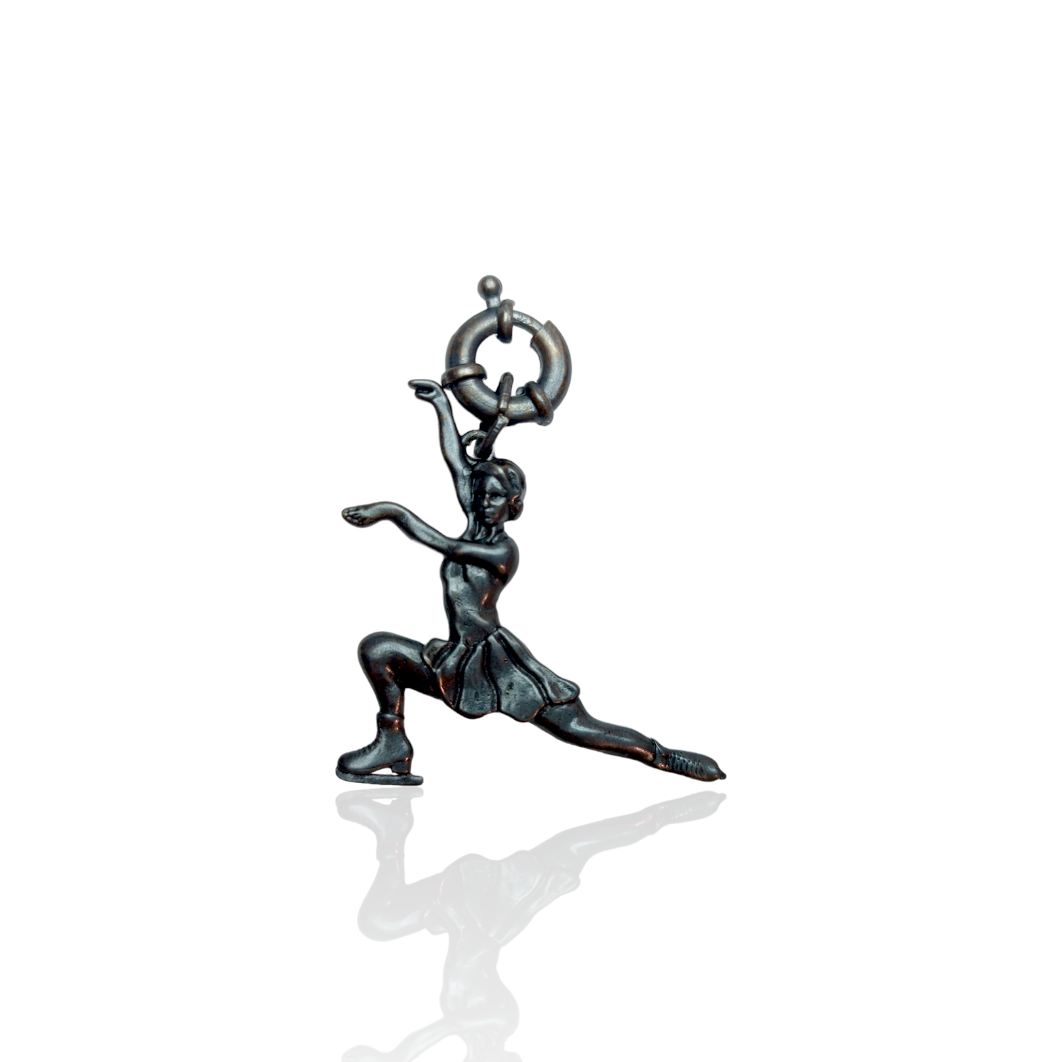 Silver Figure Skating Zipper Pendant Sports Jewelry Gift for Woman