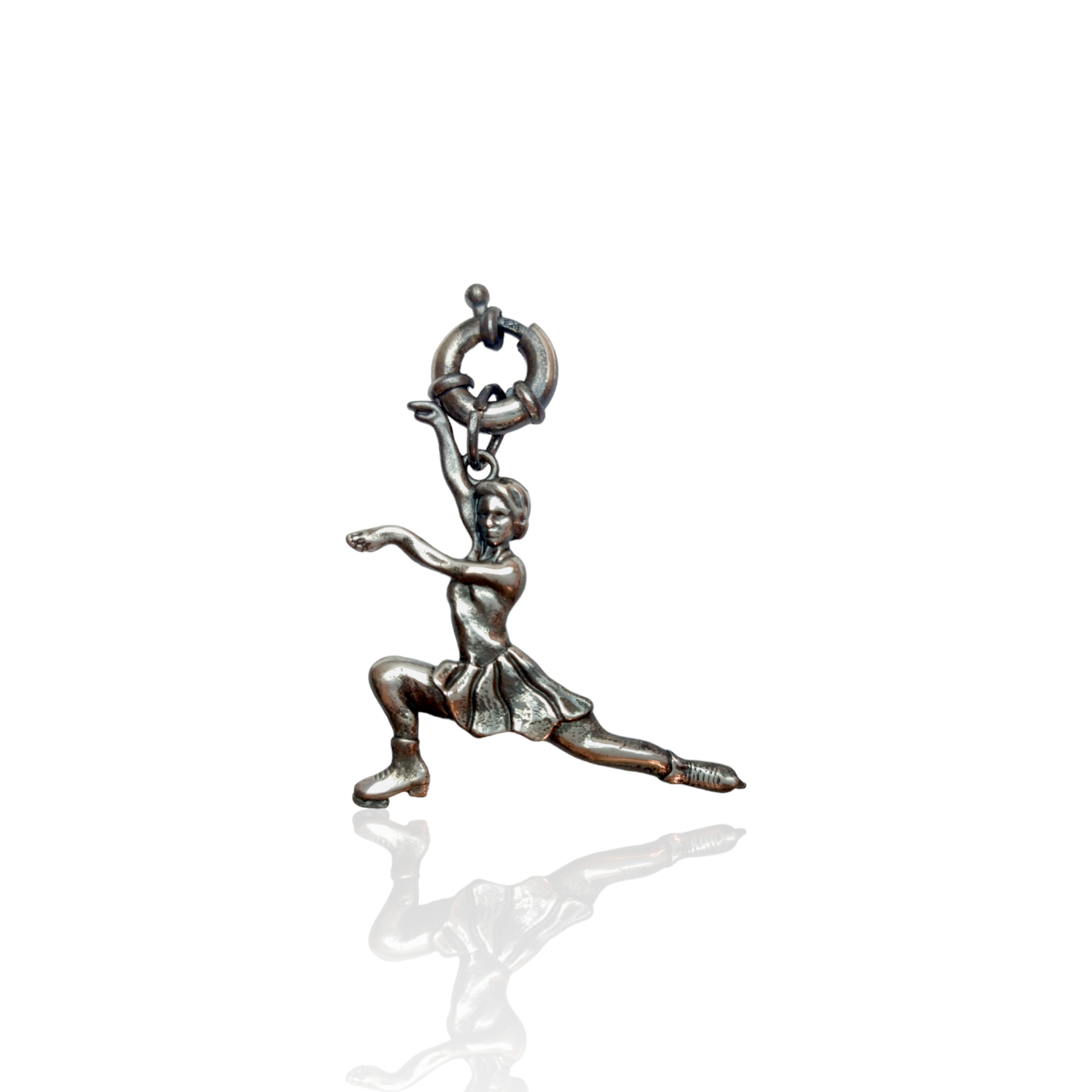 Silver Figure Skating Zipper Pendant Sports Jewelry Gift for Woman