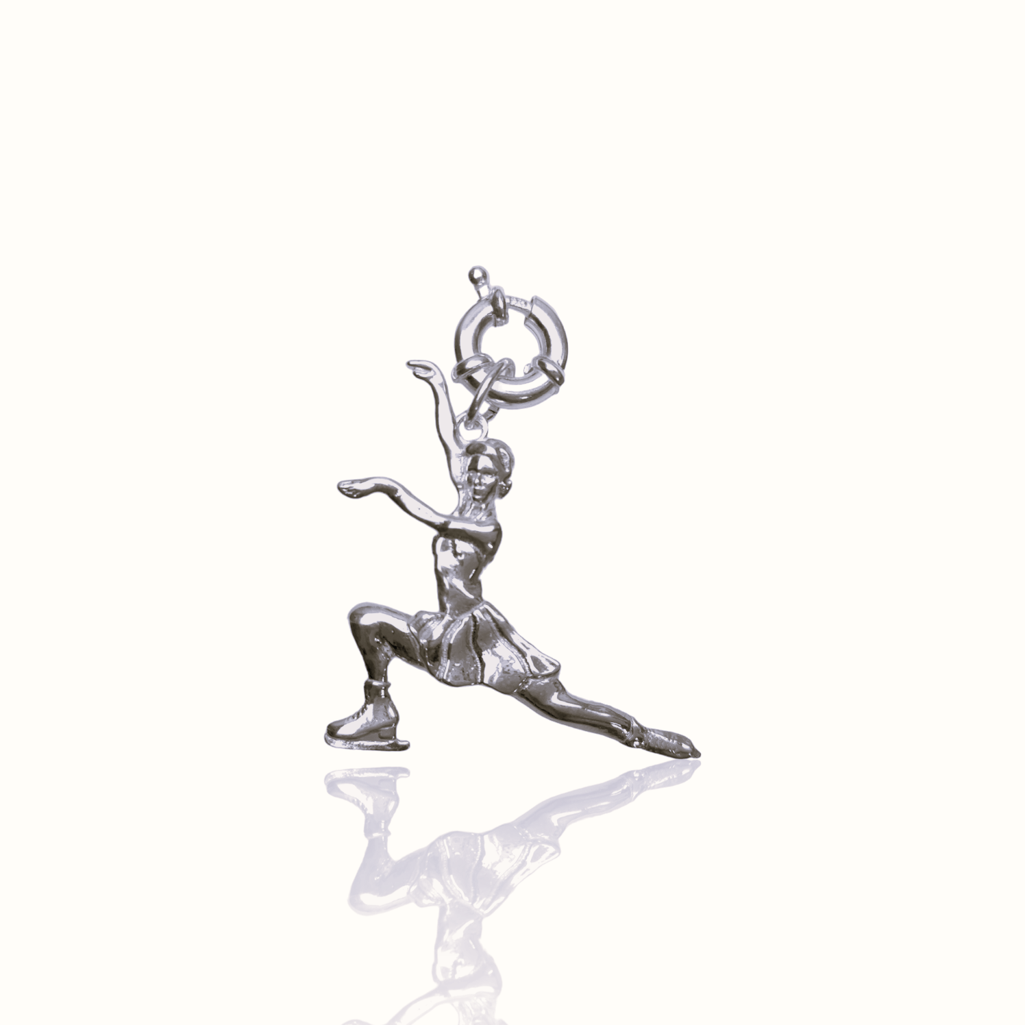 Silver Figure Skating Zipper Pendant Sports Jewelry Gift for Woman