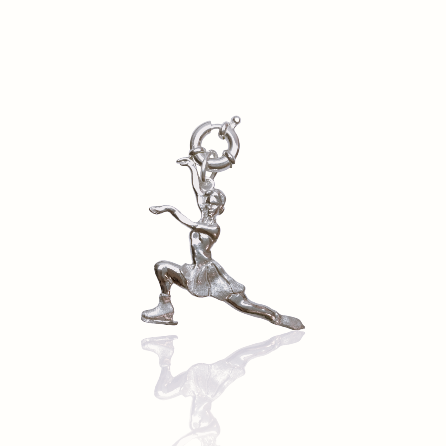 Silver Figure Skating Zipper Pendant Sports Jewelry Gift for Woman