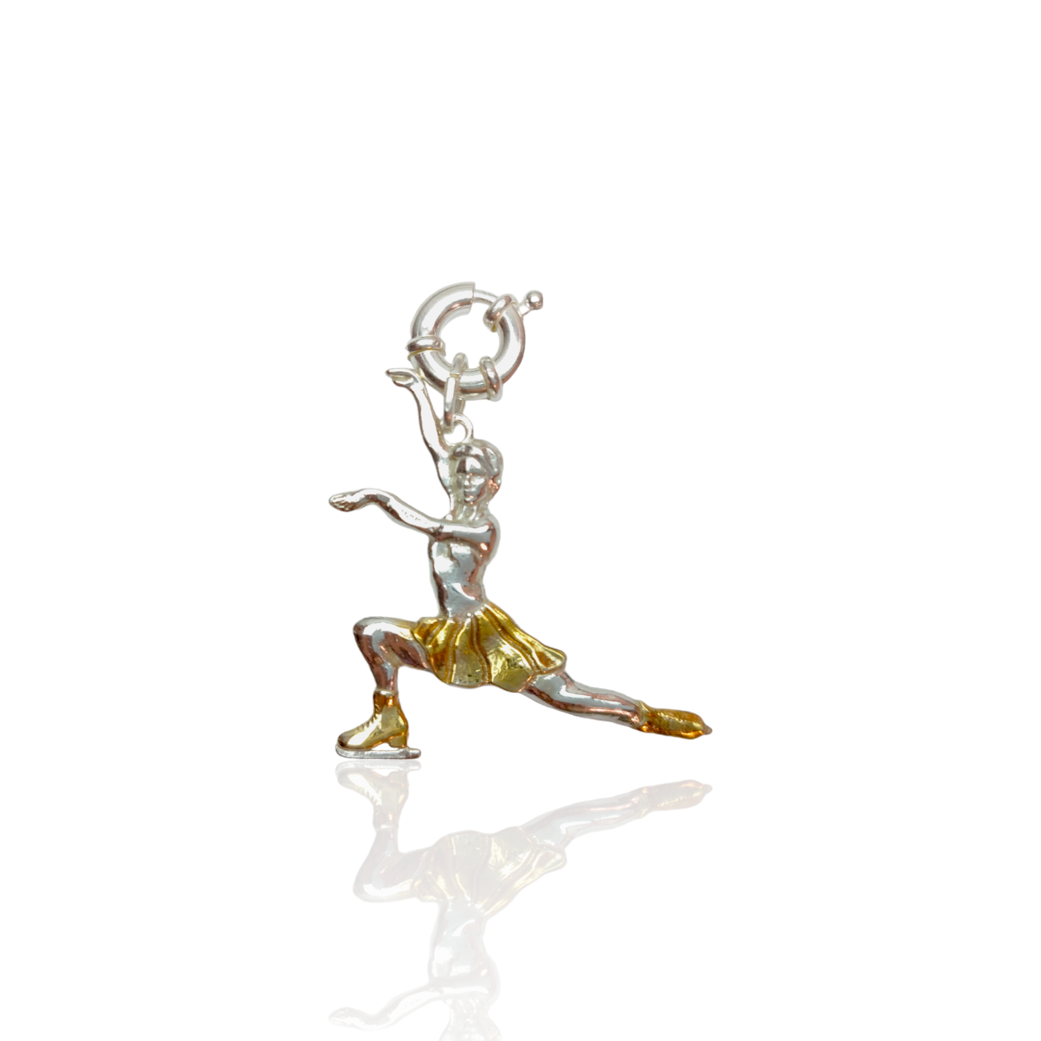 Silver Figure Skating Zipper Pendant Sports Jewelry Gift for Woman