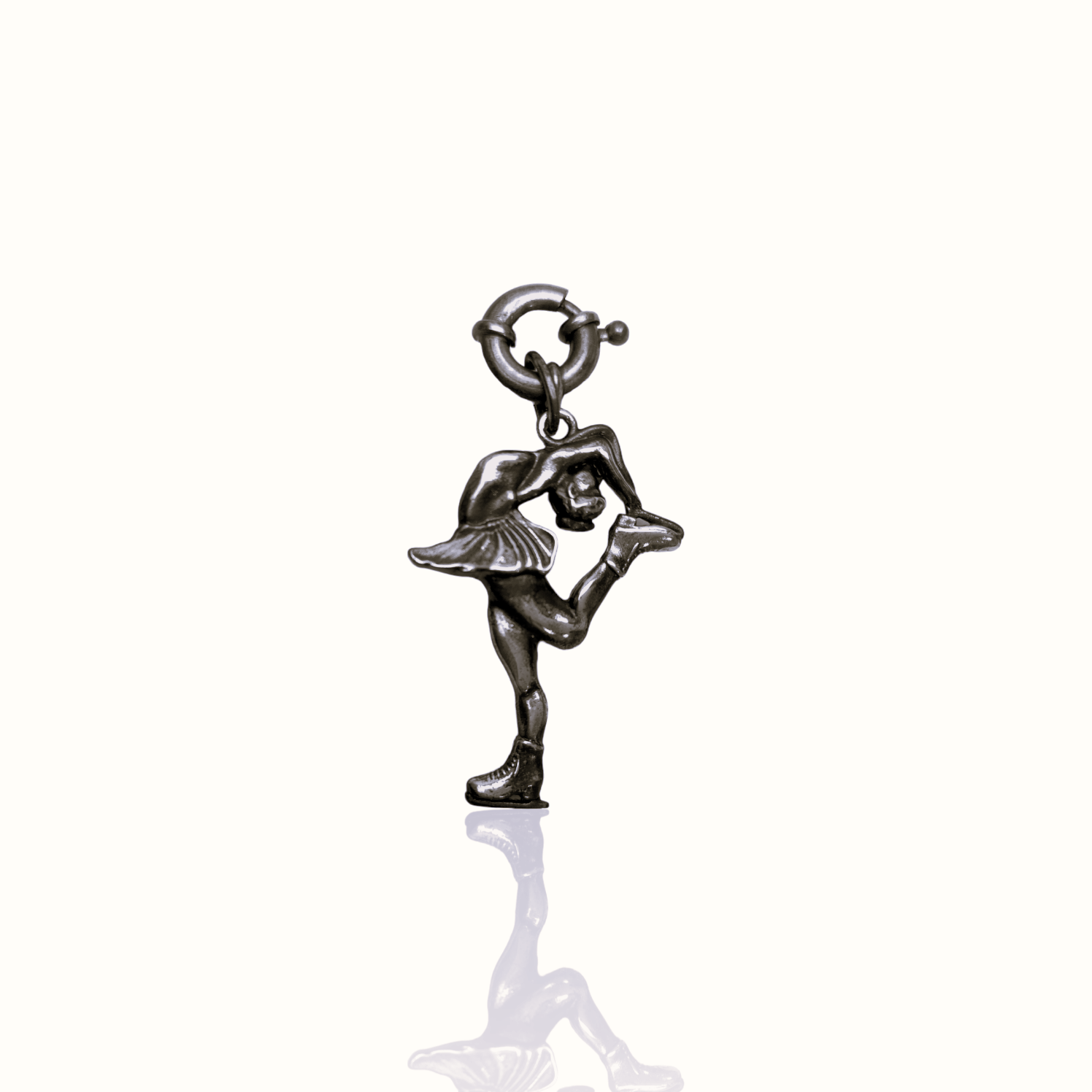 Silver Figure Skating Zipper Pendant Sports Jewelry Gift for Woman