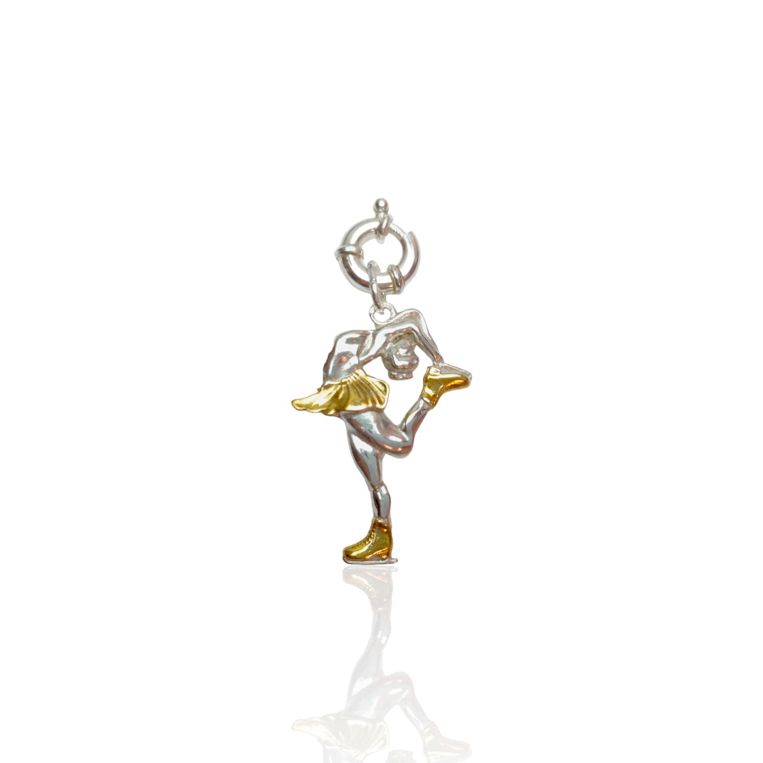 Silver Figure Skating Zipper Pendant Sports Jewelry Gift for Woman