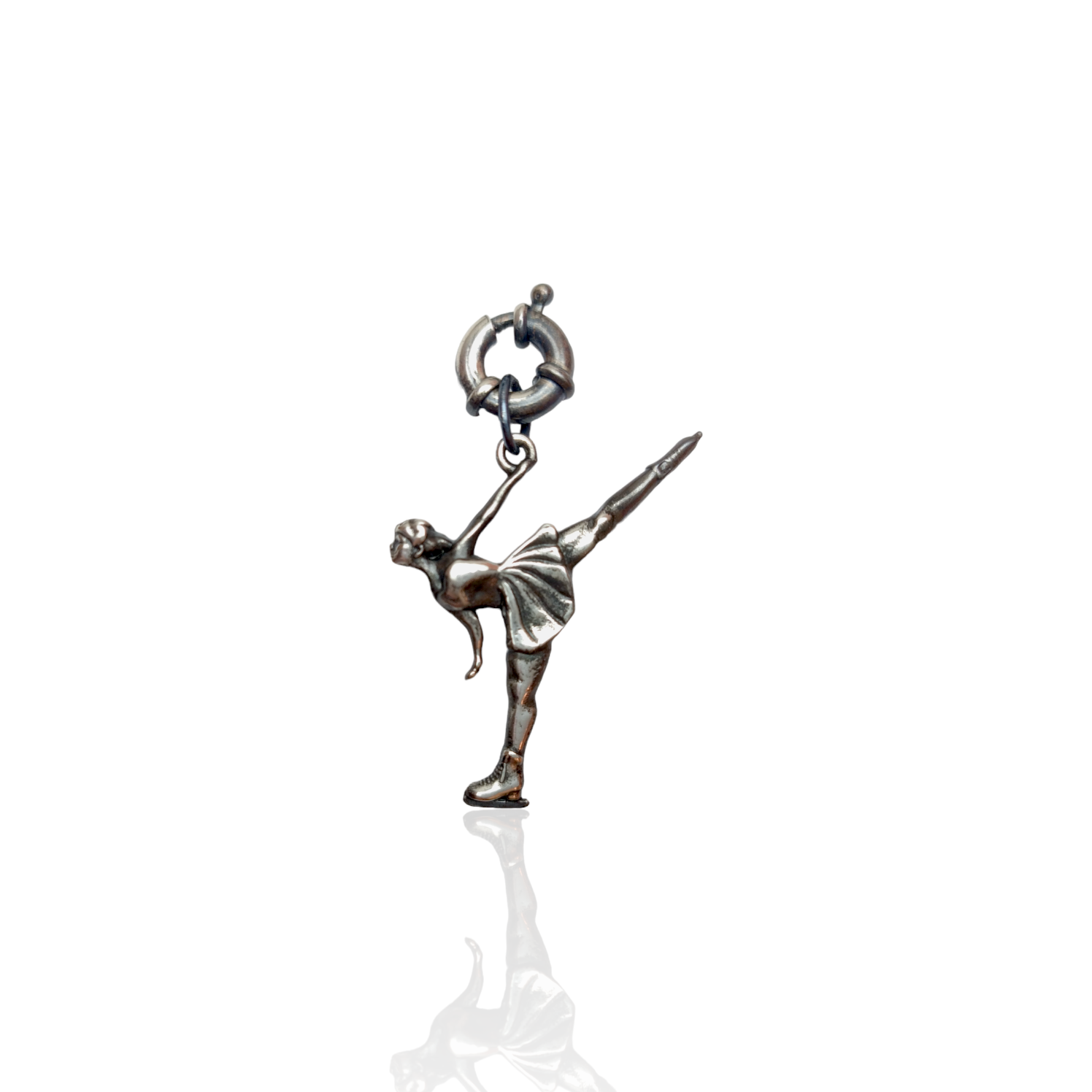 Silver Figure Skating Zipper Pendant Sports Jewelry Gift for Woman