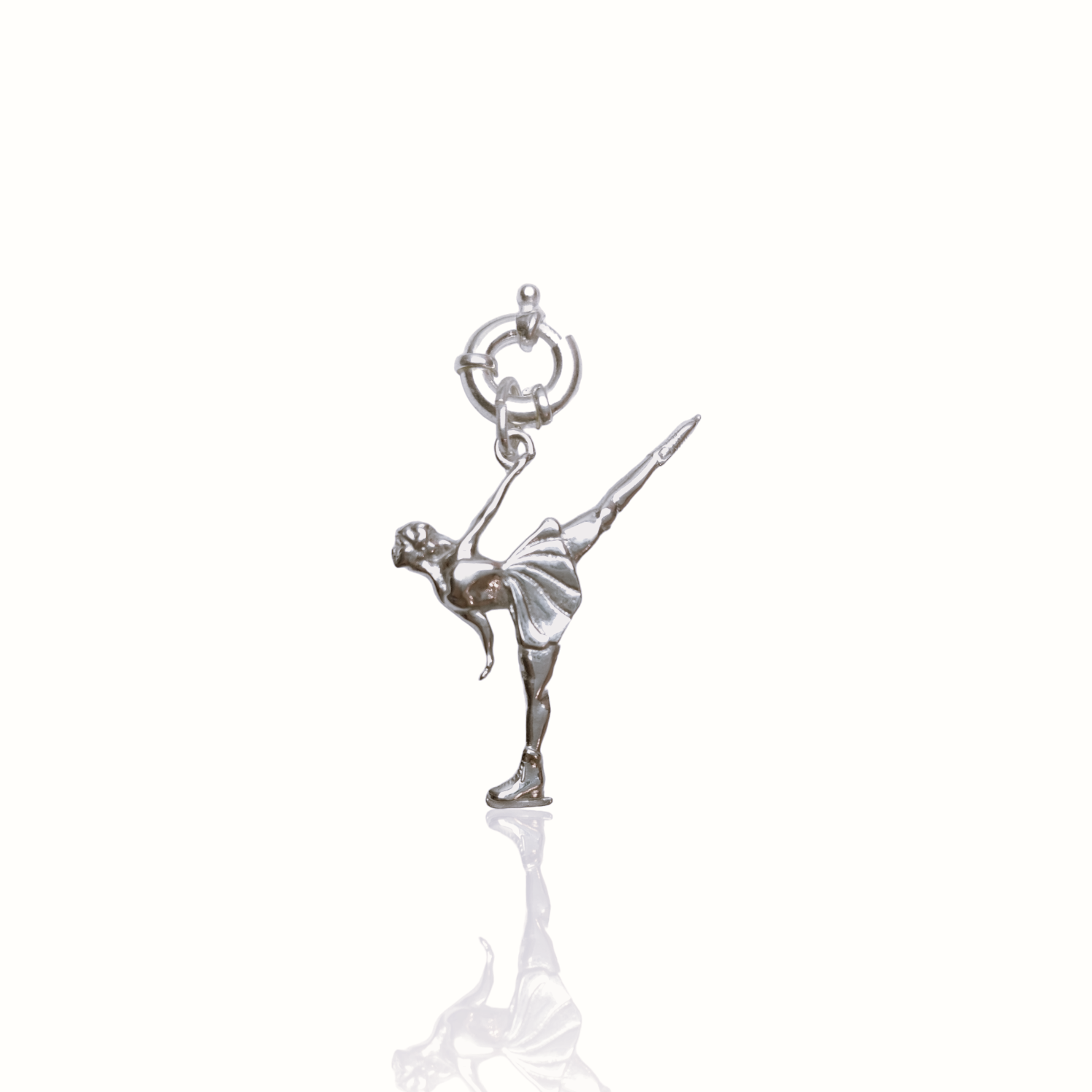 Silver Figure Skating Zipper Pendant Sports Jewelry Gift for Woman