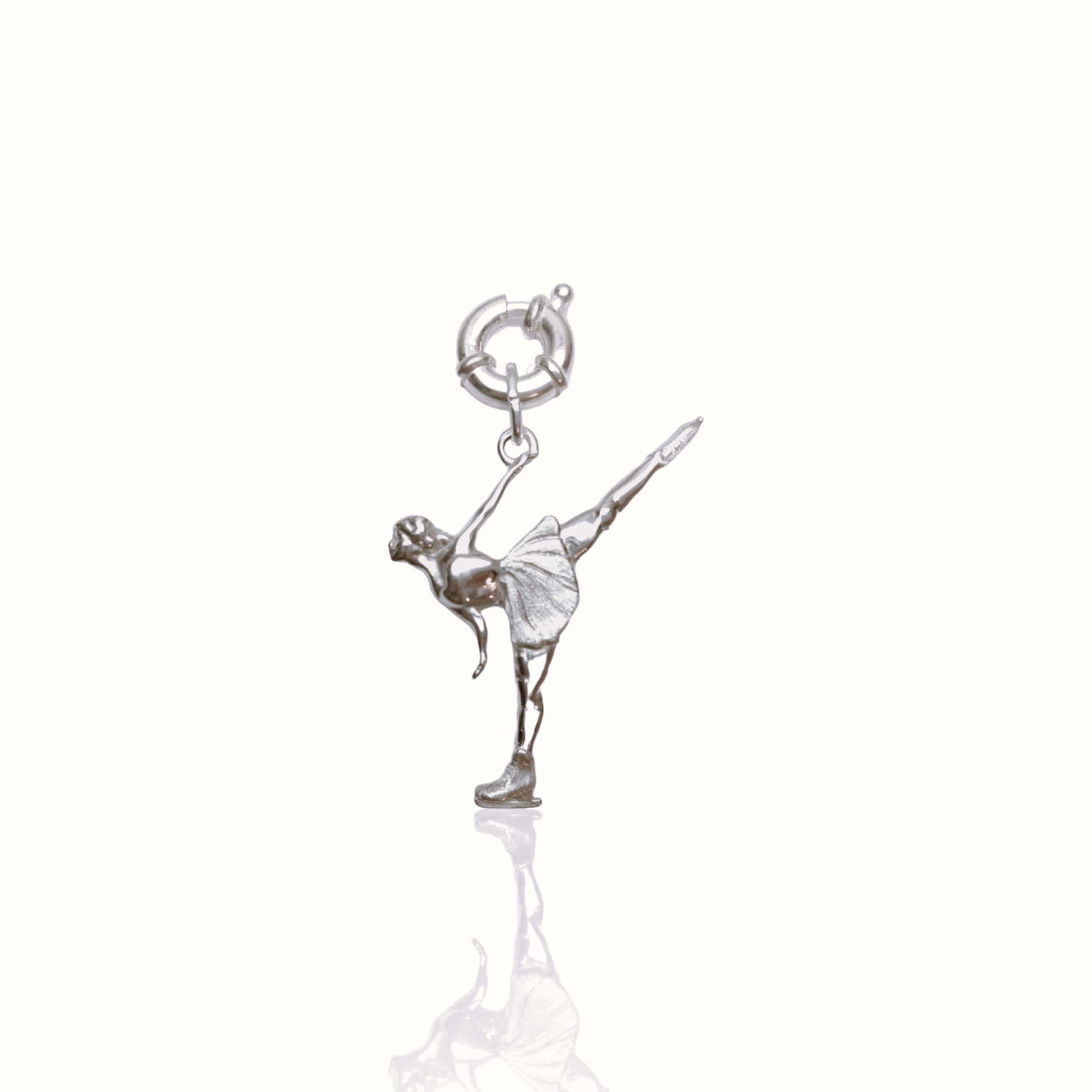 Silver Figure Skating Zipper Pendant Sports Jewelry Gift for Woman