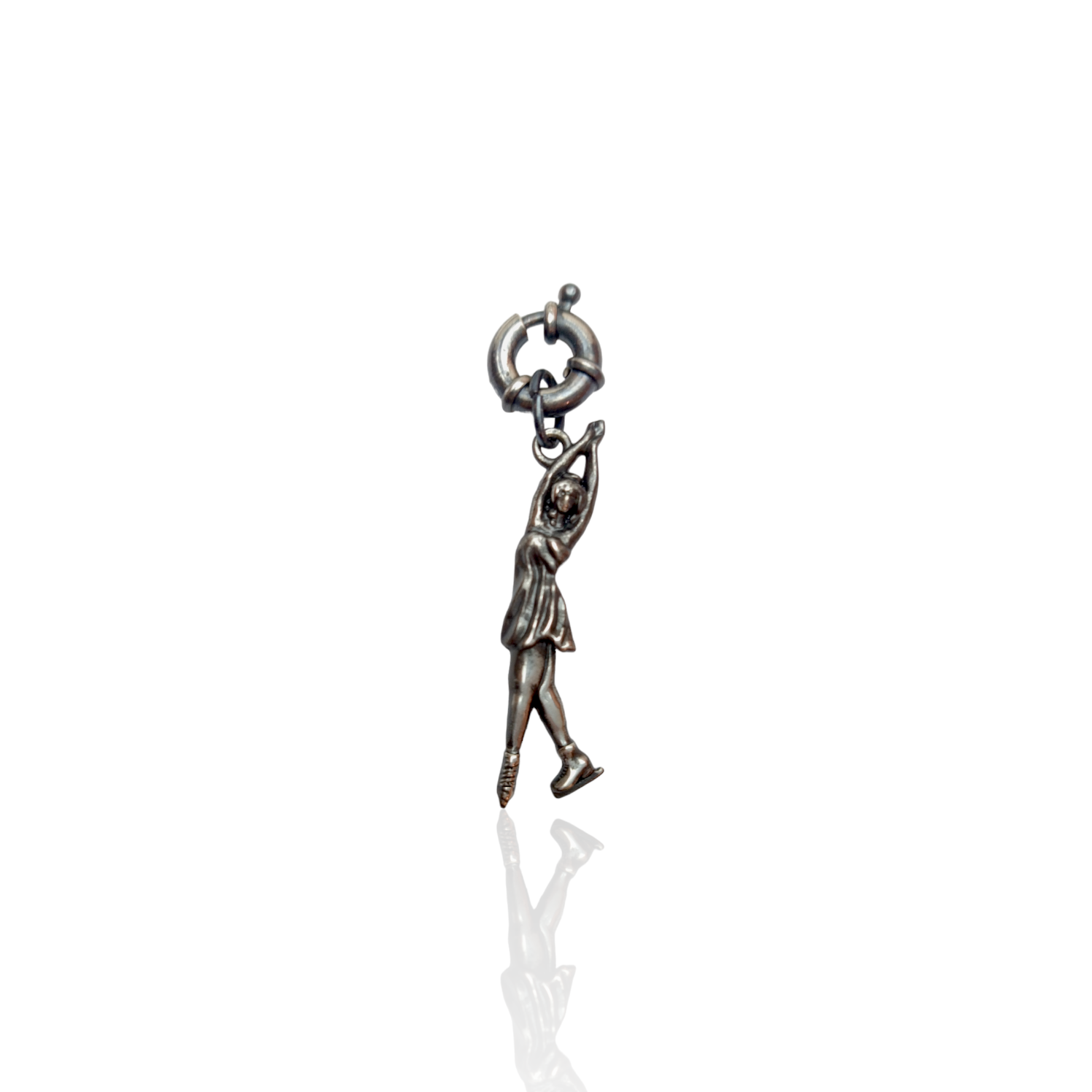 Silver Figure Skating Zipper Pendant Sports Jewelry Gift for Woman