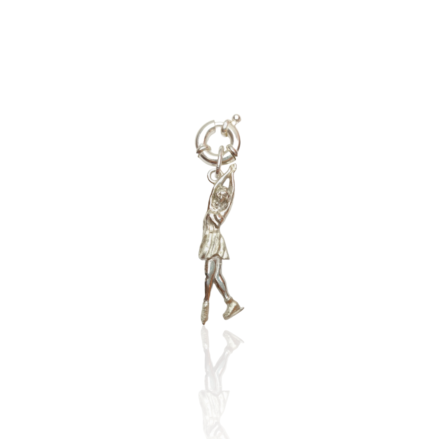 Silver Figure Skating Zipper Pendant Sports Jewelry Gift for Woman