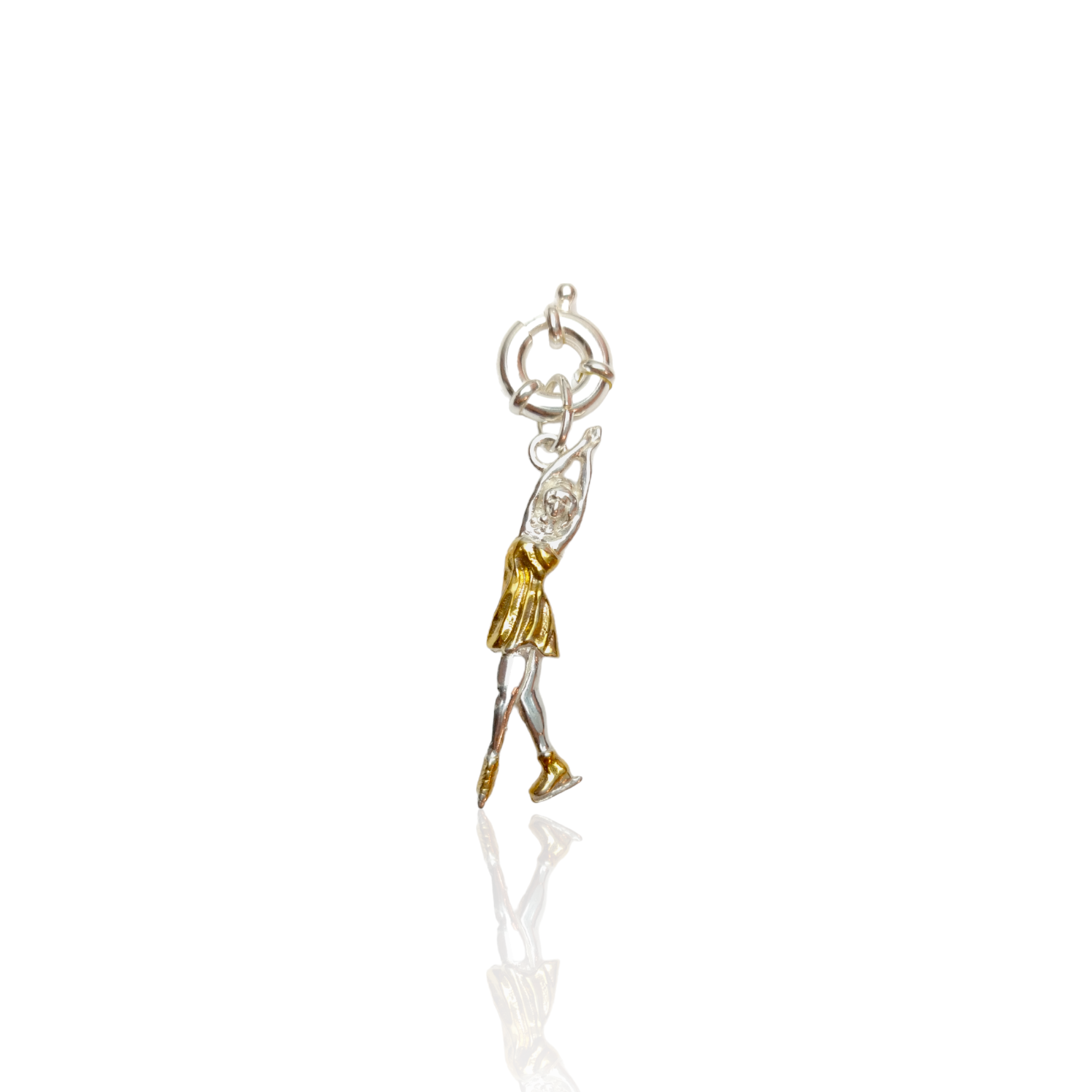 Silver Figure Skating Zipper Pendant Sports Jewelry Gift for Woman