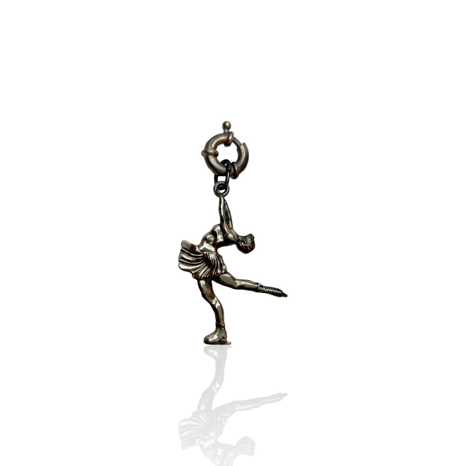 Silver Figure Skating Zipper Pendant Sports Jewelry Gift for Woman